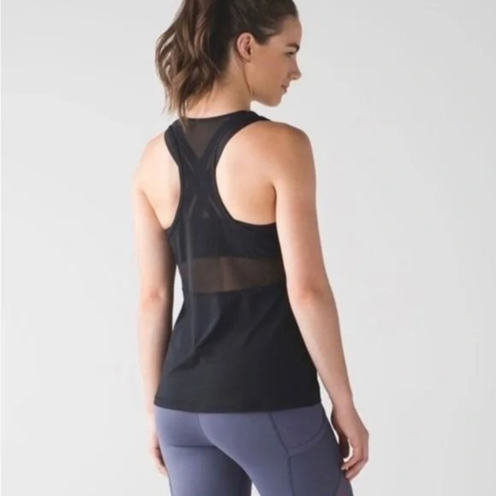 Lululemon sheer black top, size 6